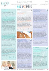 Ausgabe 76 des newsletters HautSache von Frau Dr. Carpi bei HautOK