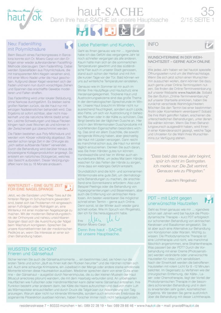 Newsletter haut-Sache Ausgabe 35 | hautok und hautok cosmetics