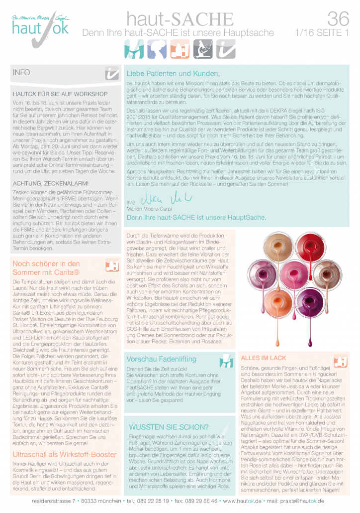 Newsletter haut-Sache Ausgabe 36 | hautok und hautok cosmetics