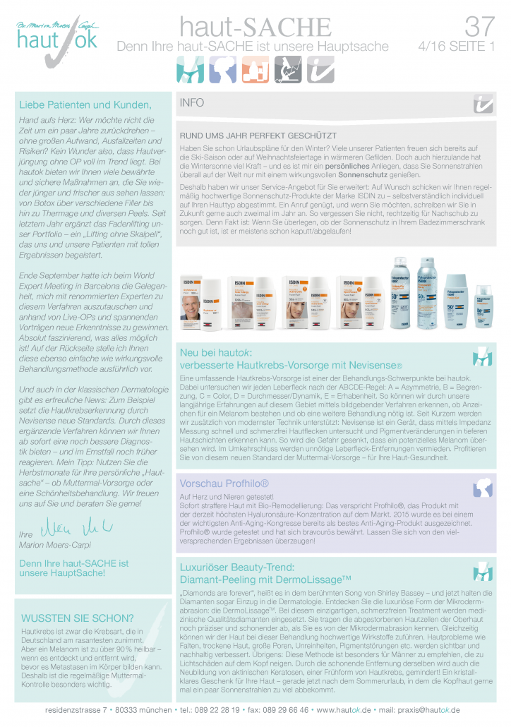 Newsletter haut-Sache Ausgabe 37 | hautok und hautok cosmetics