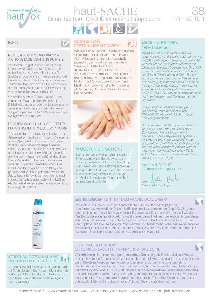 Newsletter haut-Sache Ausgabe 38 | hautok und hautok cosmetics