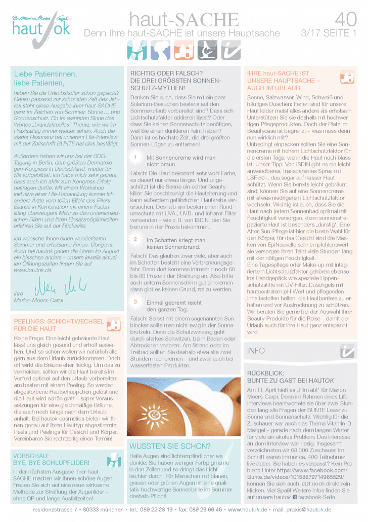 Newsletter haut-Sache Ausgabe 40 | hautok und hautok cosmetics