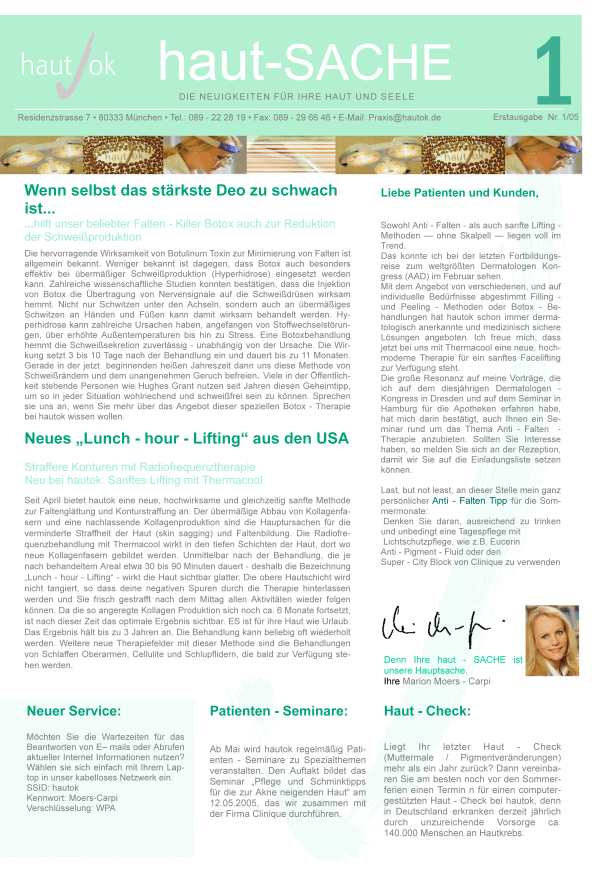 Newsletter haut-Sache Ausgabe 01 | hautok und hautok cosmetics