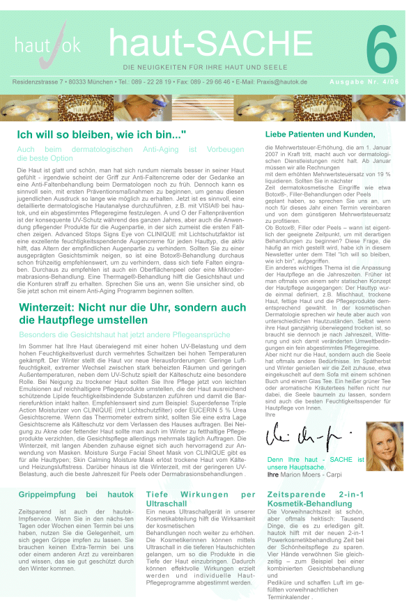 Newsletter haut-Sache Ausgabe 06 | hautok und hautok cosmetics