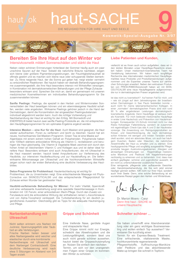 Newsletter haut-Sache Ausgabe 09 | hautok und hautok cosmetics