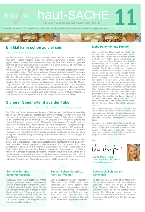 Newsletter haut-Sache Ausgabe 11 | hautok und hautok cosmetics