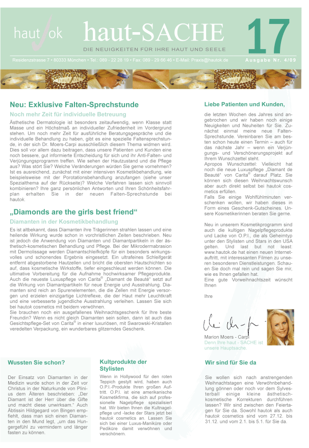 Newsletter haut-Sache Ausgabe 17 | hautok und hautok cosmetics