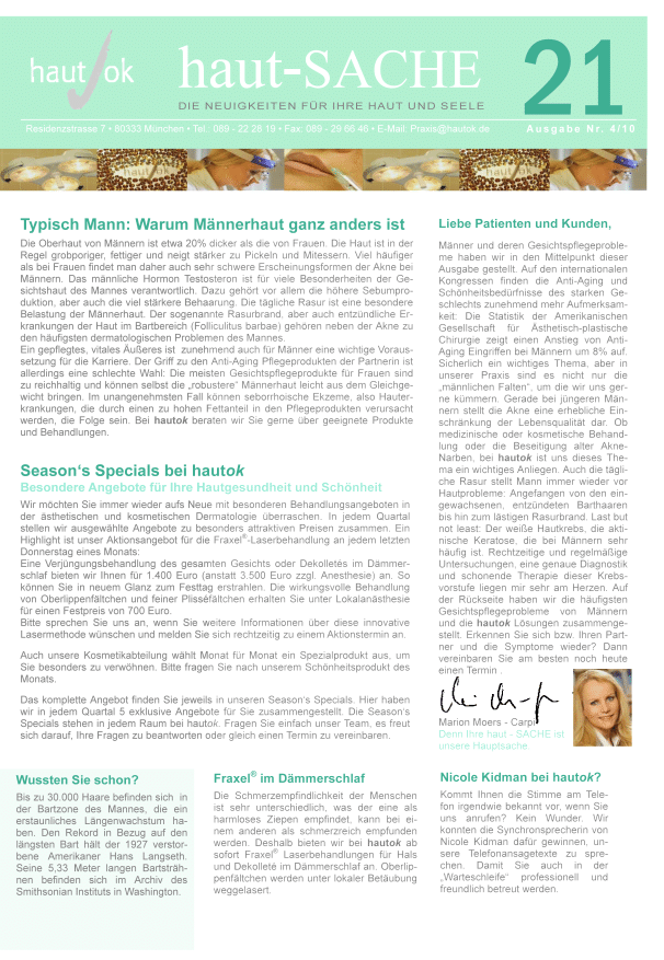 Newsletter haut-Sache Ausgabe 21 | hautok und hautok cosmetics