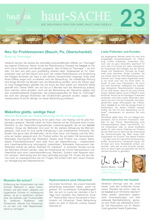 Newsletter haut-Sache Ausgabe 23 | hautok und hautok cosmetics