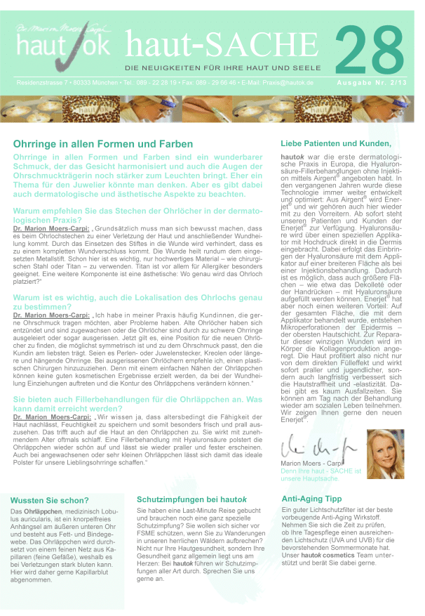 Newsletter haut-Sache Ausgabe 28 | hautok und hautok cosmetics