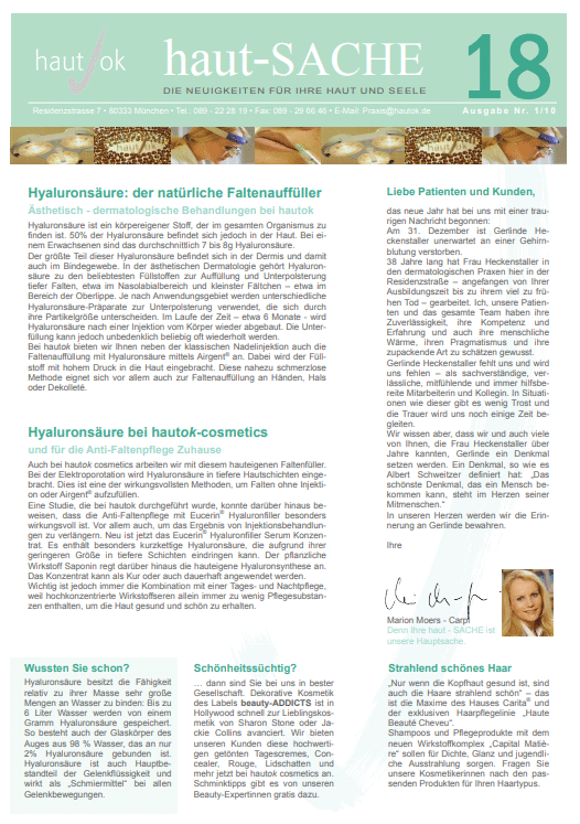 Newsletter haut-Sache Ausgabe 18 | hautok und hautok cosmetics